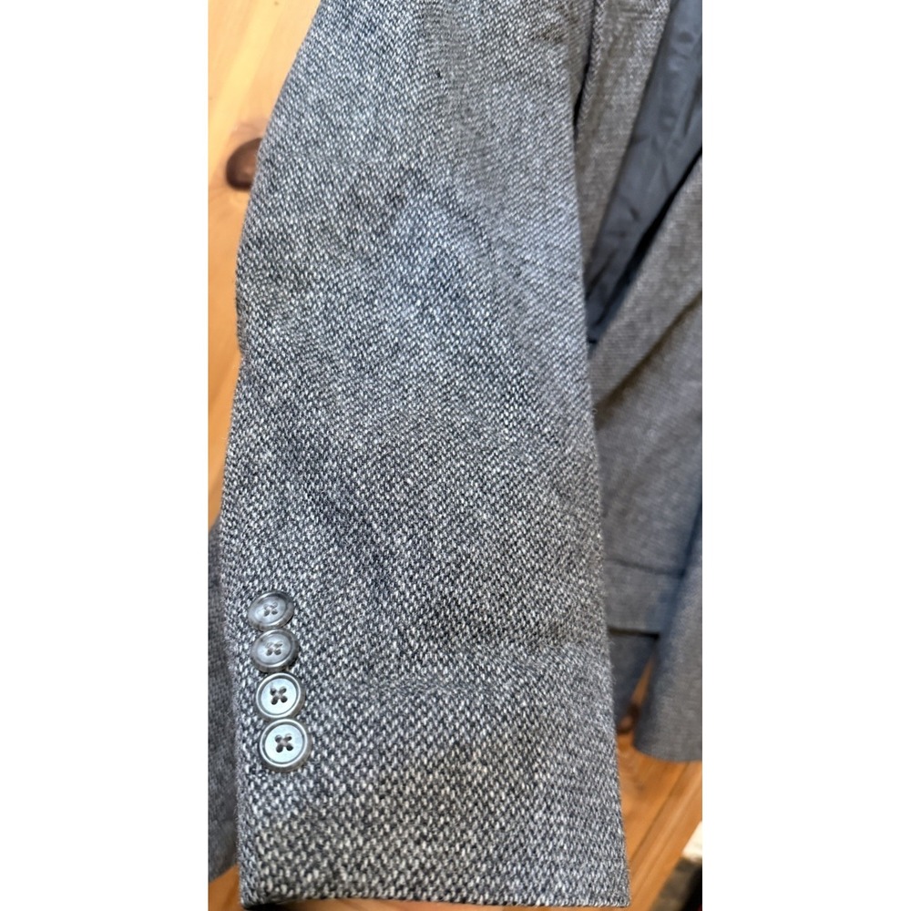 Lands End 42R Gray Herringbone Merino & Lambswool Tweed Blazer Jacket Sport Coat - Picture 3 of 16